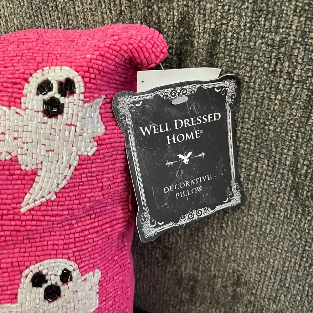 NEW NWT Well Dressed Home Beaded Ghost Pillow Tiktok Homegoods Halloween